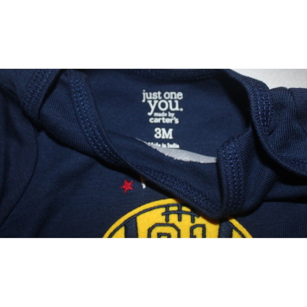 Just One You by Carters Baby Boys 3PK Long Sleeve Football Bodysuits Navy Red 3M - Picture 2 of 7